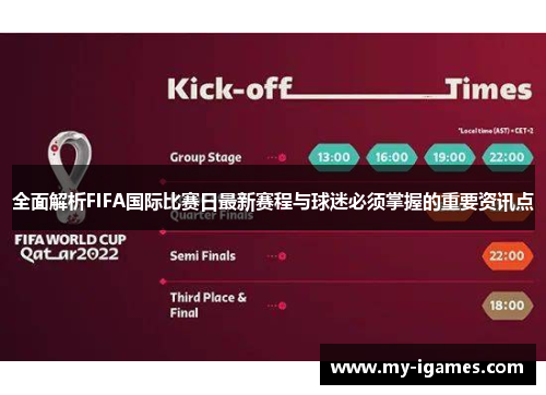 全面解析FIFA国际比赛日最新赛程与球迷必须掌握的重要资讯点