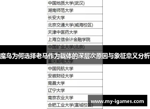 魔鸟为何选择老马作为载体的深层次原因与象征意义分析